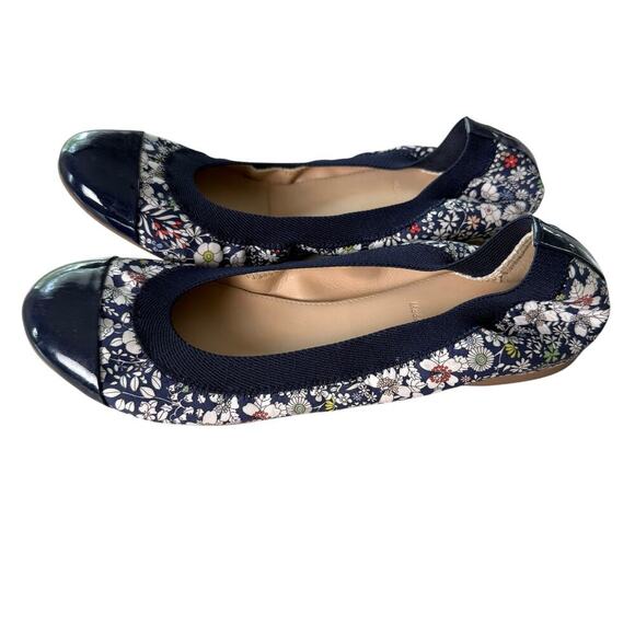 J.Crew Liberty Floral Ballet Flat Fabric and Patent Leather Upper Navy Blue, 7.5 - Picture 5 of 9
